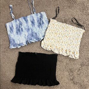 Forever 21 Blue, Yellow, and Black Crop Tops